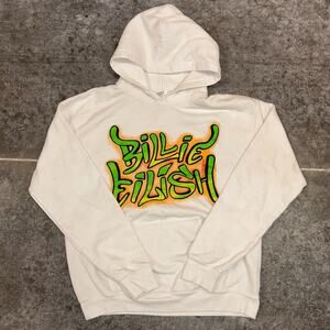 Billie Eilish White Graffiti Hoodie Medium